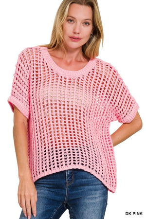Freddy Fishnet Pink Crochet Sweater Top - The Rack Boutique ⚡️