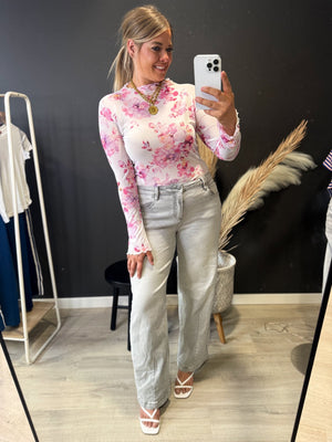 Freya Floral Mesh Mock Neck Top - The Rack Boutique ⚡️