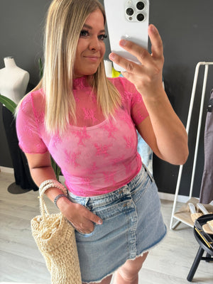 Fushia Mesh Short Sleeve - The Rack Boutique ⚡️