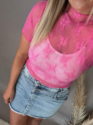 Fushia Mesh Short Sleeve - The Rack Boutique ⚡️