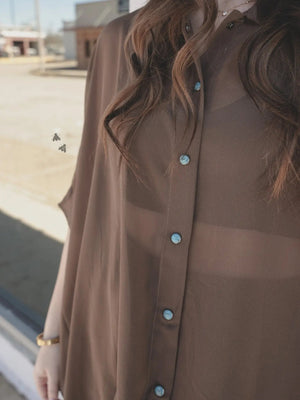Go With The Flow Mesh Button Top - The Rack Boutique ⚡️