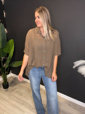 Go With The Flow Mesh Button Top - The Rack Boutique ⚡️