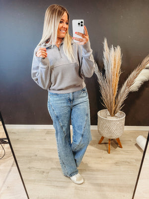 Gone Today Grey Quarter Zip Sweatshirt - The Rack Boutique ⚡️