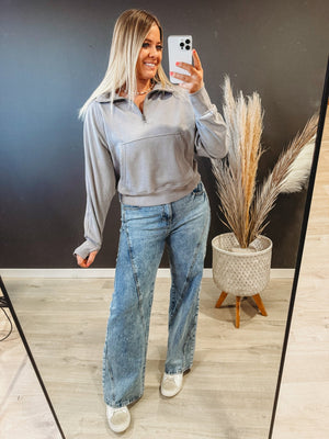 Gone Today Grey Quarter Zip Sweatshirt - The Rack Boutique ⚡️