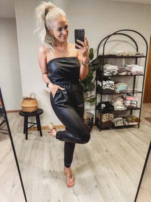 Hagen Leather Jumpsuit [ size small ] - The Rack Boutique ⚡️