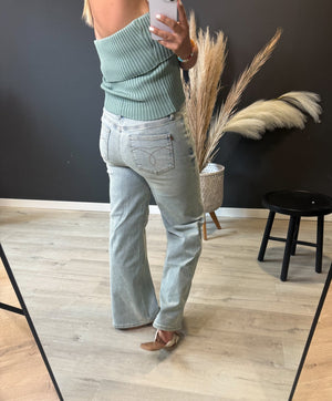 Hattie Light Wash Yoke Cut Judy Blue Straight Leg Denim - The Rack Boutique ⚡️