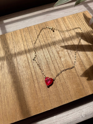 Heart Embelished Gold Chain Necklace - The Rack Boutique ⚡️