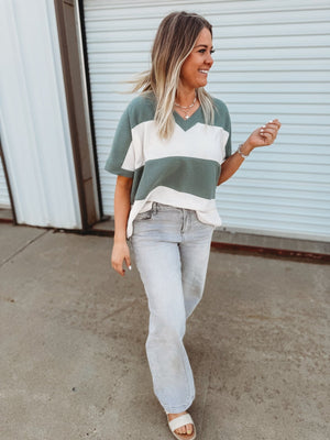 Honey Stripe V Neck Cloud Material Top - The Rack Boutique ⚡️