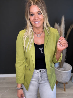 Hudson Ruched Sleeve Blazer [ Avacado ] - The Rack Boutique ⚡️