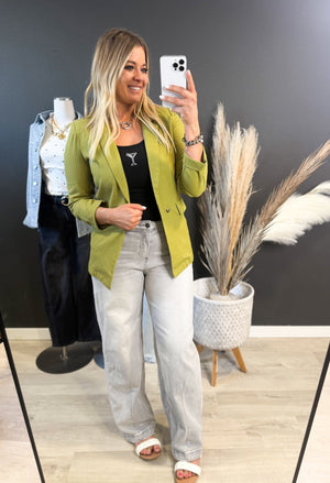 Hudson Ruched Sleeve Blazer [ Avacado ] - The Rack Boutique ⚡️