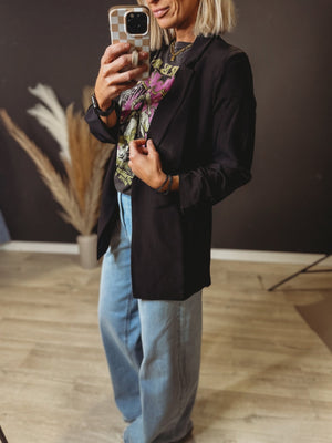 Hudson Ruched Sleeve Blazer [ Black ] - The Rack Boutique ⚡️