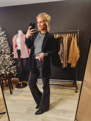 Hudson Ruched Sleeve Blazer [ Black ] - The Rack Boutique ⚡️