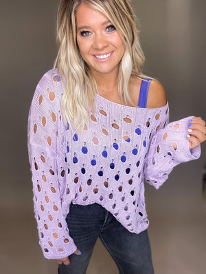 Keep It To Yourself Batwing Holey Sleeve Top