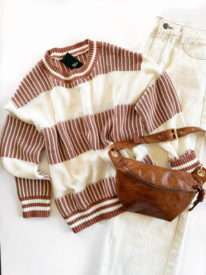 Jansee Two Toned Drop Shoulder Sweater - The Rack Boutique ⚡️