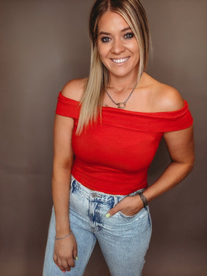 Jordett Off Shoulder Top [ red ] - The Rack Boutique ⚡️