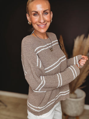 Jori Double Striped Sweater - The Rack Boutique ⚡️