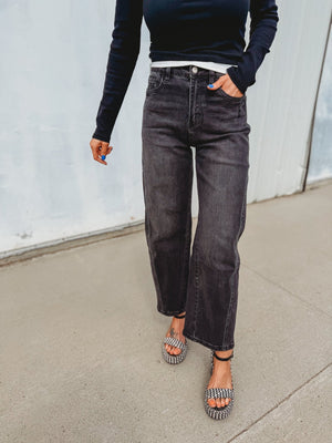 Kate Black Barrel Jeans by Vervet - The Rack Boutique ⚡️