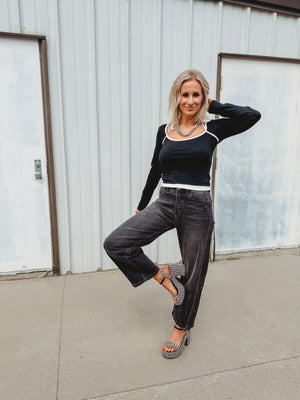 Kate Black Barrel Jeans by Vervet - The Rack Boutique ⚡️