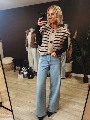 Kathleen Striped Sweater Sweater Vest Top - The Rack Boutique ⚡️