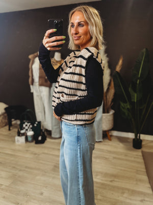 Kathleen Striped Sweater Sweater Vest Top - The Rack Boutique ⚡️