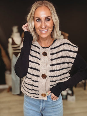 Kathleen Striped Sweater Sweater Vest Top - The Rack Boutique ⚡️