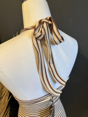 Kipp Brown Striped Halter Top Dress - The Rack Boutique ⚡️