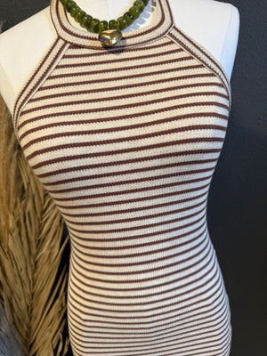 Kipp Brown Striped Halter Top Dress - The Rack Boutique ⚡️