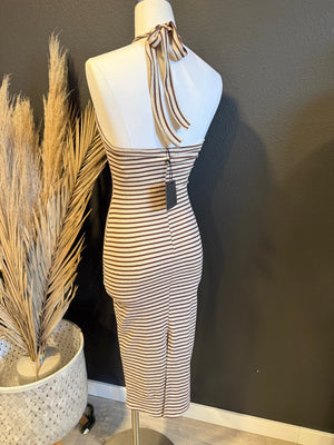 Kipp Brown Striped Halter Top Dress - The Rack Boutique ⚡️