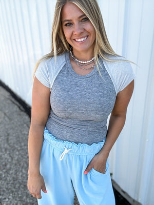 Latte Drives Ribbed Basic Tee [ 2 colors ] - The Rack Boutique ⚡️