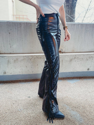Leather Fringe Pants - The Rack Boutique ⚡️