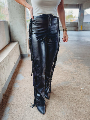 Leather Fringe Pants - The Rack Boutique ⚡️