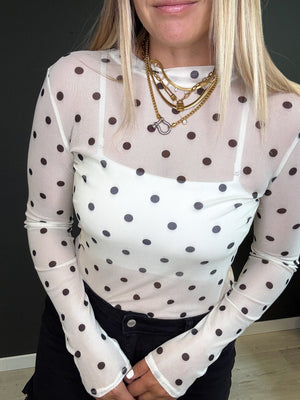 Lexi Polka Dot Mesh Top - The Rack Boutique ⚡️