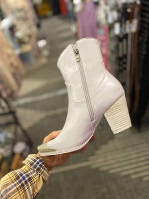 Lilac Metal Toe Booties - The Rack Boutique ⚡️