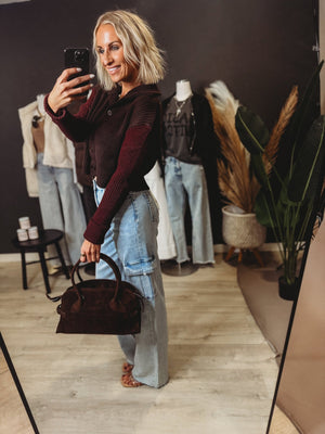 Lilly Contrast Sleeve Cardigan - The Rack Boutique ⚡️