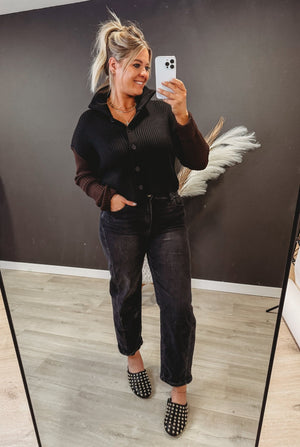 Lilly Contrast Sleeve Cardigan - The Rack Boutique ⚡️