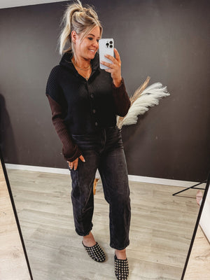 Lilly Contrast Sleeve Cardigan - The Rack Boutique ⚡️