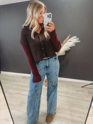 Lilly Contrast Sleeve Cardigan - The Rack Boutique ⚡️