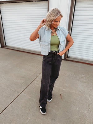 Logan Dark Grey Hidden Denim - The Rack Boutique ⚡️