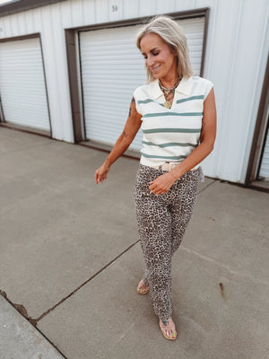 Maive Striped Collar Top - The Rack Boutique ⚡️