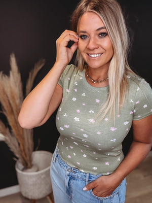 Merrow Sage Floral Baby Tee - The Rack Boutique ⚡️