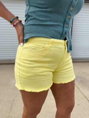Miah Yellow Denim Shorts - The Rack Boutique ⚡️