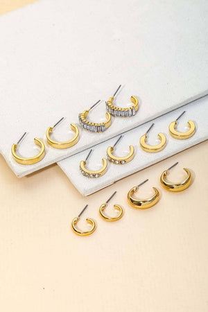 Mini Six Pair Hoop Earrings Set - The Rack Boutique ⚡️