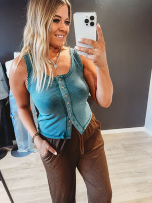 Mira Mineral Wash Button Tanks [ 2 colors ] - The Rack Boutique ⚡️