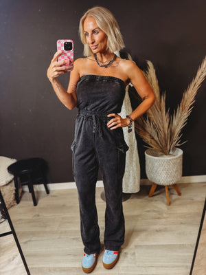 Morgan Washed Tube Top Jumpsuit - The Rack Boutique ⚡️