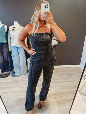 Morgan Washed Tube Top Jumpsuit - The Rack Boutique ⚡️