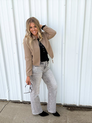 Myah Mocha Cropped Zip Jacket - The Rack Boutique ⚡️