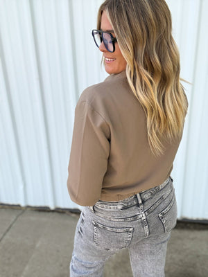 Myah Mocha Cropped Zip Jacket - The Rack Boutique ⚡️