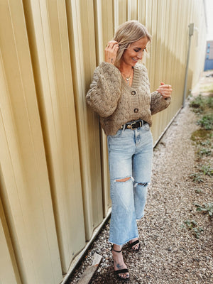 Natissa Open Front Cardigan With Buttons - The Rack Boutique ⚡️