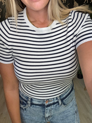 Navy Stripe Classic Tee - The Rack Boutique ⚡️