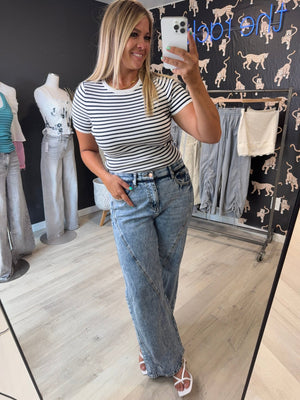 Navy Stripe Classic Tee - The Rack Boutique ⚡️